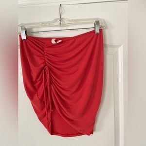 Tangerine high waist skirt with adjustable ruched side. New small